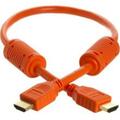 Cmple 28AWG HDMI Cable with Ferrite Cores - Orange - 1.5FT 986-N